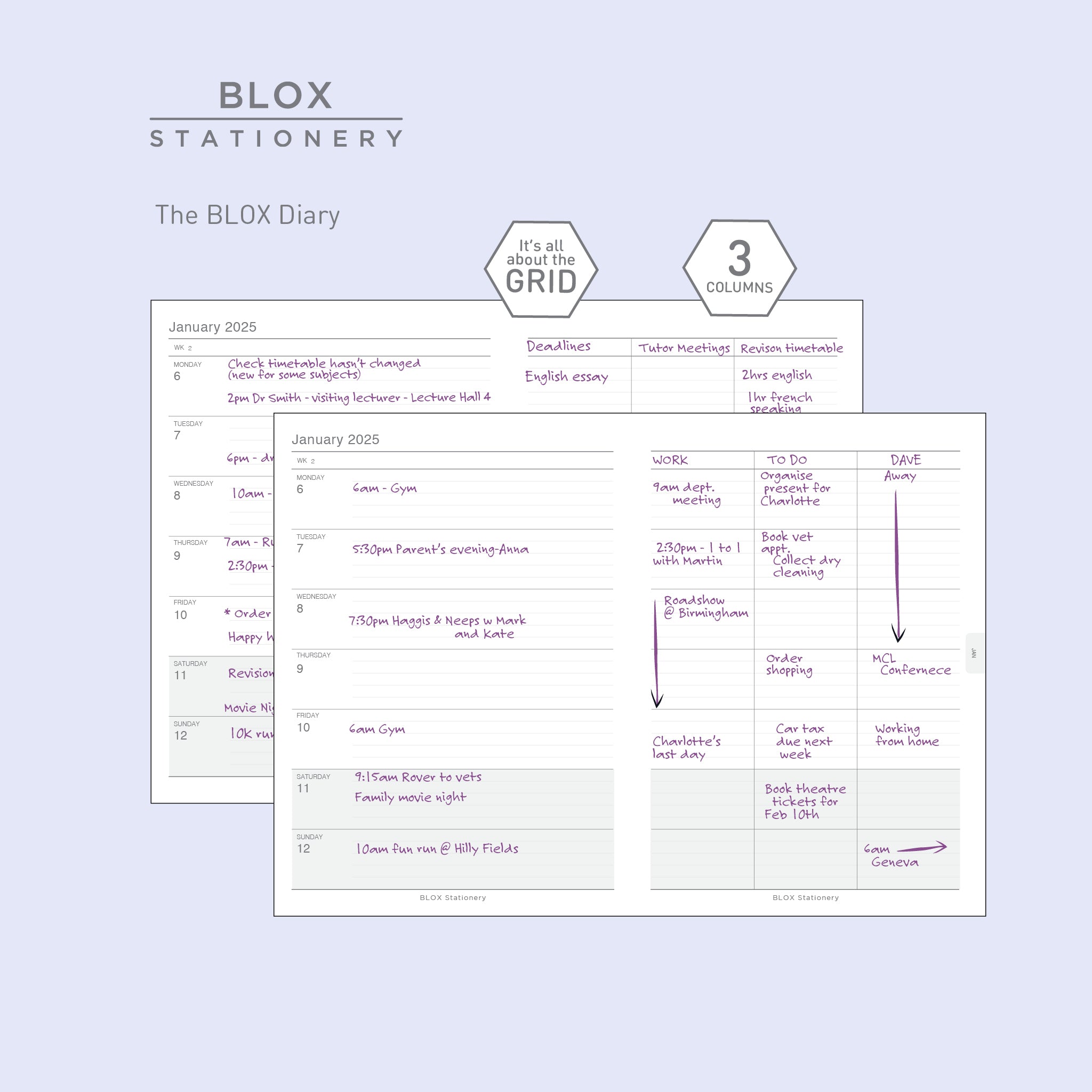 The BLOX Diary 2025 by BLOX Stationery, WeekToView with GRID layout